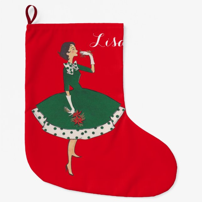 Meia De Natal Grande Menina do vintage (Frente)