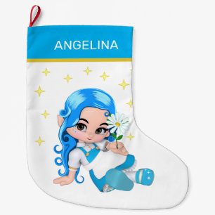 Meia De Natal Grande Menina Fada Celestial & Estrelas