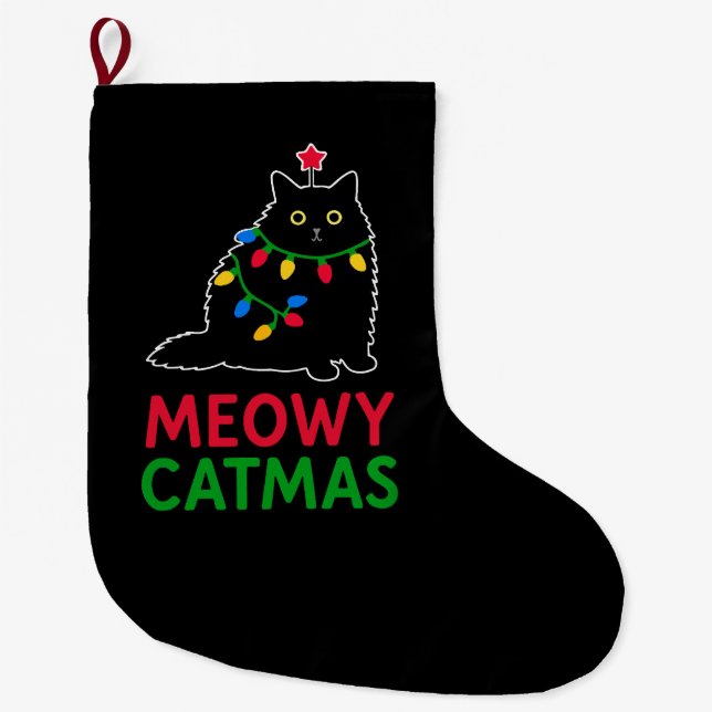 Meia De Natal Grande Meowy Catmas (Frente)