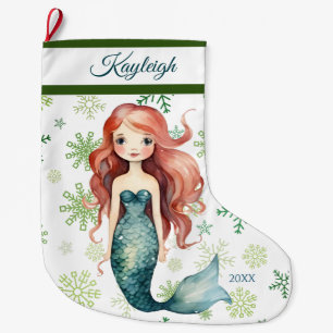 Meia De Natal Grande Mermaid Girl