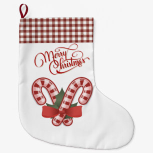 Meia De Natal Grande Merry Christmas Candy Cane Stoe