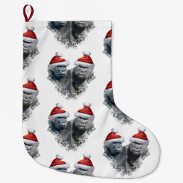 Meia De Natal Grande Merry Gorilla Christmas