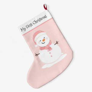 Meia De Natal Grande Meu Primeiro Snowman de Natal