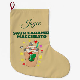 Meia De Natal Grande Mikitiez Trex dinossaur icedcafé caramelo xmas