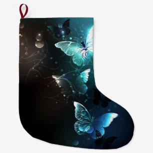 Meia De Natal Grande Mint Night Butterflies