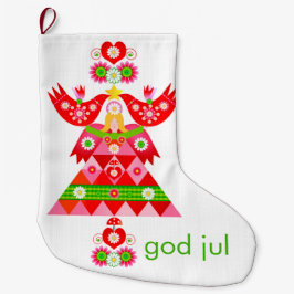 Meia De Natal Grande Mod Scandi Holiday Bird Angel Stocks