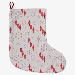 Meia De Natal Grande Moderno de Meados do Século Inverno Vermelho