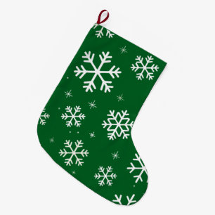 Meia De Natal Grande Moderno Feliz Natal Flocos de Neve Verde