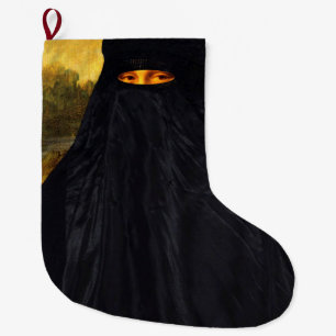 Meia De Natal Grande Mona Lisa escondida atrás do Burqa