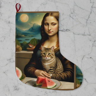 Meia De Natal Grande Mona Lisa & seu gato  -  Vibrações de verão \