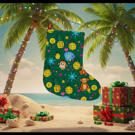 Meia De Natal Grande Monkey Business Pattern