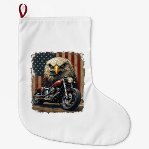 Meia De Natal Grande Motocicleta Bandeira EUA Retro Chopper Motociclist