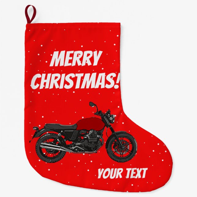 Meia De Natal Grande Motocicleta - Feliz Natal (Frente)