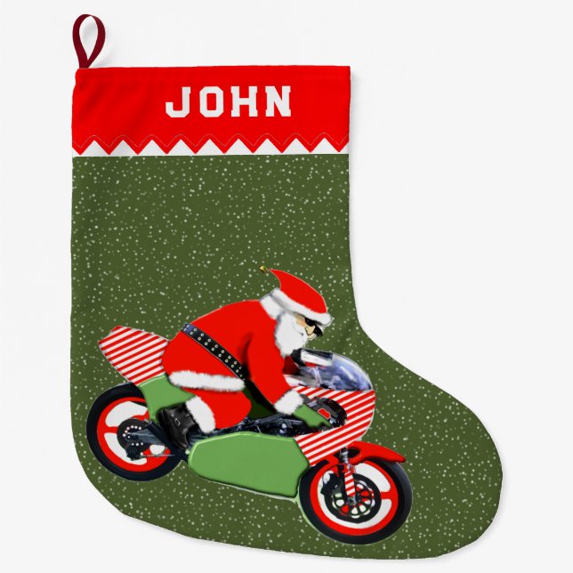 Meia De Natal Grande Motociclista (Frente)