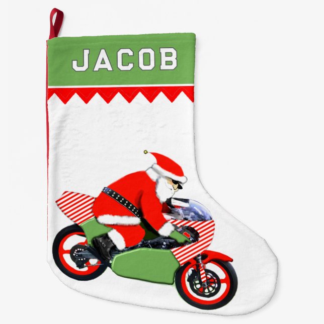 Meia De Natal Grande Motociclista (Frente)