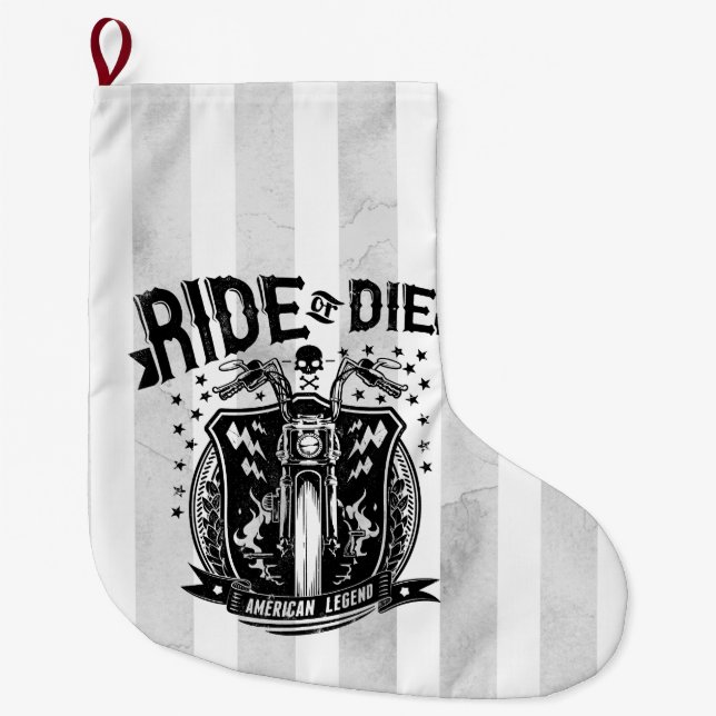 Meia De Natal Grande Motociclo Ride ou Die II (Frente)