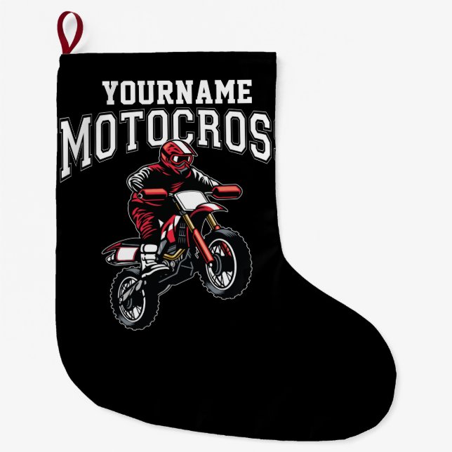 Meia De Natal Grande Motocross Dirt Bike Racing Personalizado (Frente)