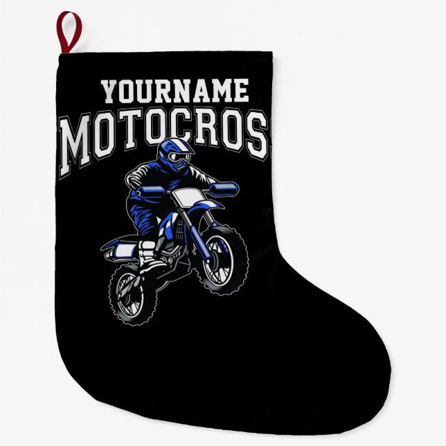 Meia De Natal Grande Motocross Dirt Bike Racing Personalizado (Frente)