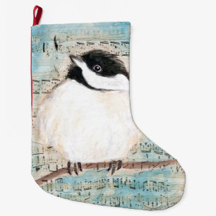 Meia De Natal Grande Música do Chickadee do passarinho
