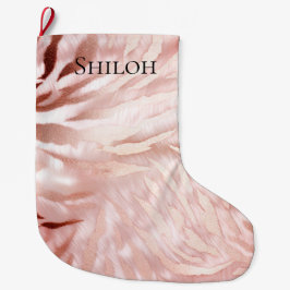 Meia De Natal Grande Na moda Girly Rosa Rosa Rosa Dourada Zebra Glam Gl