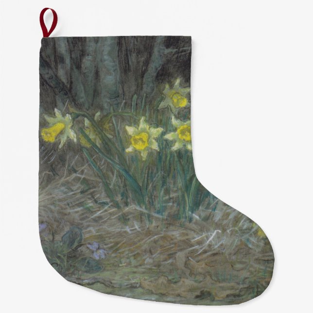 Meia De Natal Grande Narcissus Flowers and Violets (por Millet) (Frente)