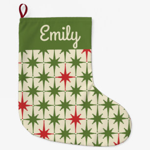 Meia De Natal Grande Natais vintages Estrelas Meio século Personalizado