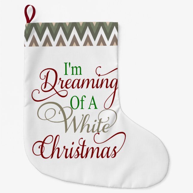 Meia De Natal Grande Natal branco estocando (Frente)