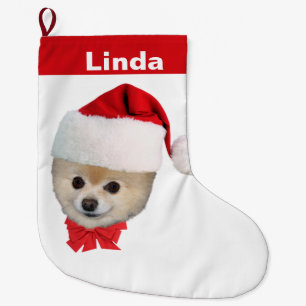 Meia De Natal Grande Natal, Cão Pomeraniano, Chapéu Santa, Nome