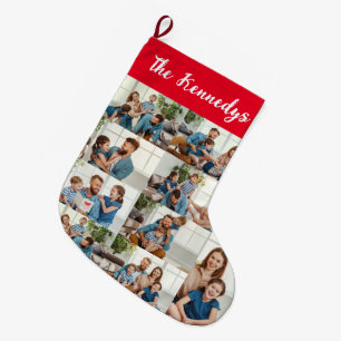 Meia De Natal Grande Natal com Nome da Família Personalizado e Colagem 
