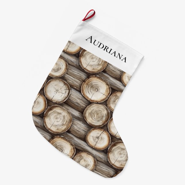 Meia De Natal Grande Natal da Cabina de Madeira (Frente (Pendurada))