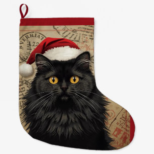 Meia De Natal Grande Natal de gato preto