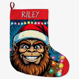 Meia De Natal Grande Natal Divertido Bigfoot Personalizado
