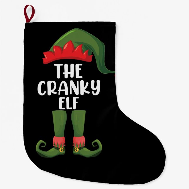Meia De Natal Grande Natal do Grupo de Combinação da Família Cranky Elf (Frente)