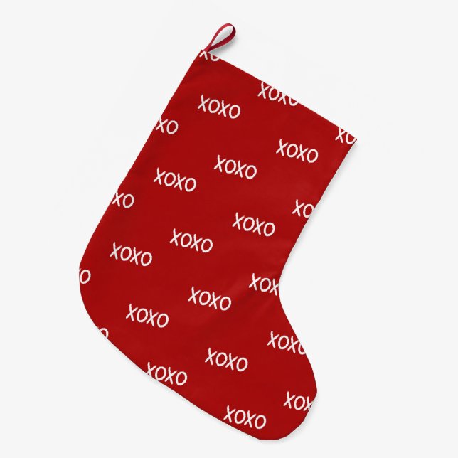 Meia De Natal Grande Natal do XOXO Branco Vermelho (Frente (Pendurada))