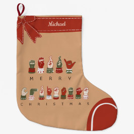 Meia De Natal Grande Natal Feliz Personalizado em ASL Aconchegante