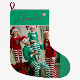 Meia De Natal Grande Natal Personalizado da Família com Duas Fotos em F