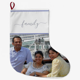 Meia De Natal Grande Natal Personalizado de Família com Duas Fotos em A