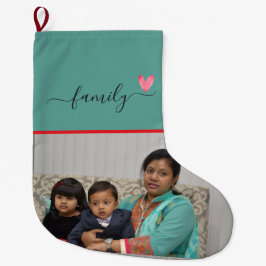 Meia De Natal Grande Natal Personalizado Família Duas Fotos Dupla Face