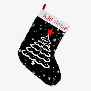 Meia De Natal Grande Natal preto e vermelho