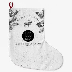 Meia De Natal Grande Natal Rustic Black White Holidy Business