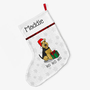 Meia De Natal Grande Natal Santa Claus Hat Welsh Terrier Dog Cute