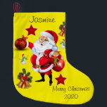 Meia De Natal Grande Natal Stocks, Papais noeis de Natal Snowman<br><div class="desc">Parada de Natal Esta estocagem de Natal personalizada é atraente para Papais noeis pequenos presentes. Algo para todos,  Maria lurdis afonso,  https://www.zazzle.com/succeedinbeautybarb</div>
