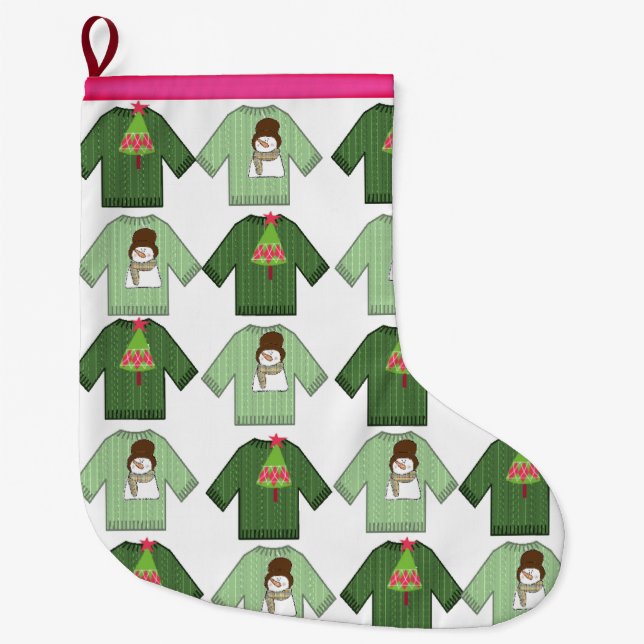 Meia De Natal Grande Natal Stocks, Snowman Grande Natal (Frente)