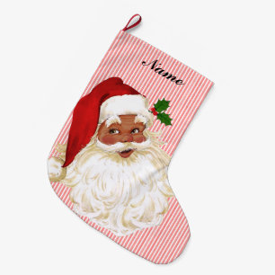 Meia De Natal Grande Natal Vintage Vitória Santa Claus Vermelho e Branc