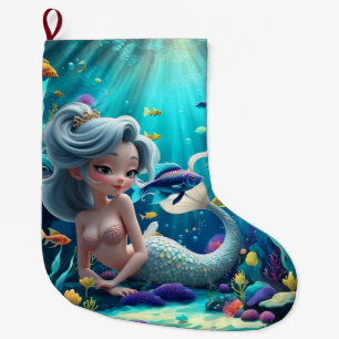 Meia De Natal Grande Nerina – A Gentil Sereia dos Sonhos de Coral.