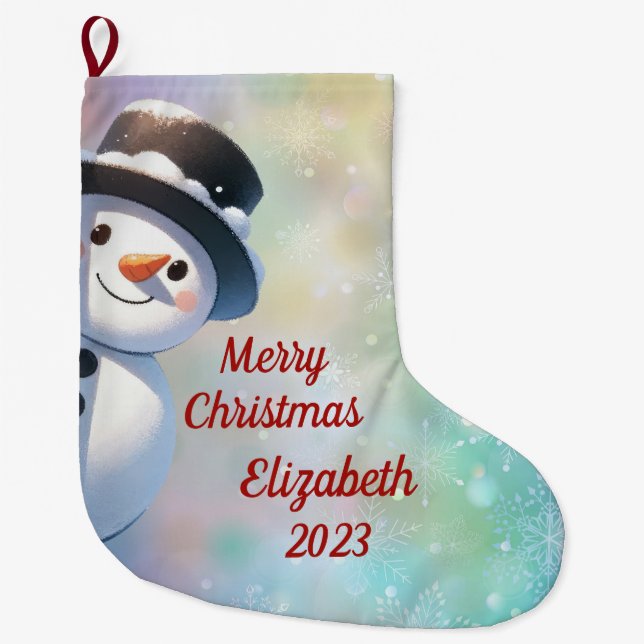 Meia De Natal Grande Neve com chapéu alto (Frente)