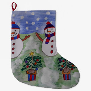 Meia De Natal Grande Neve e Árvore de Natal