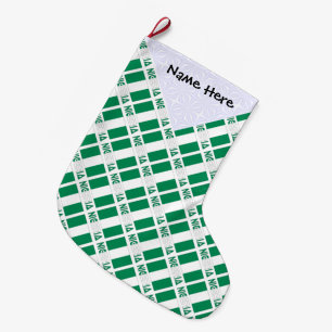 Meia De Natal Grande Nigéria Bandeira da Nigéria Piso Preto Personaliza
