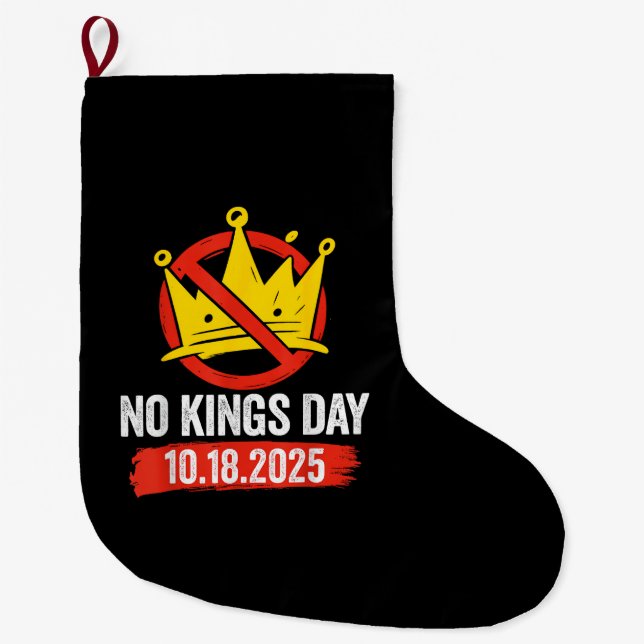 Meia De Natal Grande No Kings Day Patriotic No Kings 2025 (Frente)