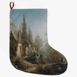 Meia De Natal Grande Noite de Lua sobre Capela e Cavaleiros